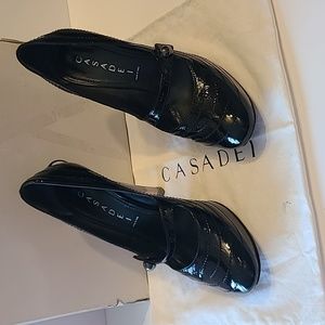Casadei black patent  Mary-Jane pumps